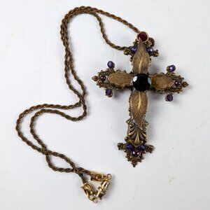 Jo Marz First Edition Bronze Beaded Cross Necklace
